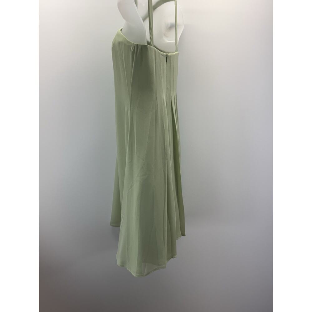 B2 Women's Green Satin Halter Crepe Back Mini Dress Size 2 - Picture 5 of 11